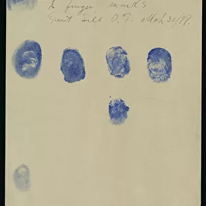 Chief Geronimo's thumb & finger marks, Fort Sill, O.T. March 30, 1899 (drawing)