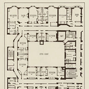 Claridges Hotel, Brook Street, W1, First Floor Plan of New Extension (litho)