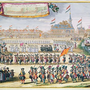 Commemoration of the Peace of Rijswijk, 1697 (coloured engraving)