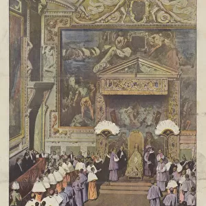 The Last Consistory In Rome, Leo XIII Proclaims The New Cardinals (colour litho)