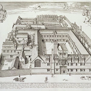 Corpus Christi College, Oxford, from Oxonia Illustrated, published 1675 (engraving)