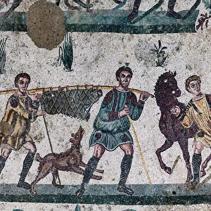 Corridor of the Great Hunt: detail with the capture of a wild boar (mosaic)