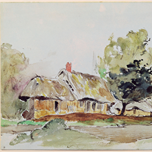 Cottage under Large Trees in Summer, c. 1831 (pencil & w / c on paper)