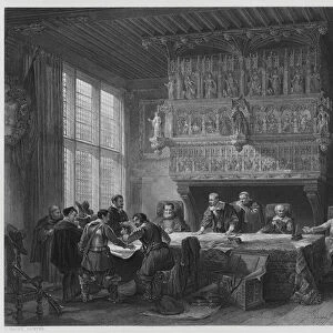 The Council of War at Courtray, from the picture in the Vernon Gallery (engraving)