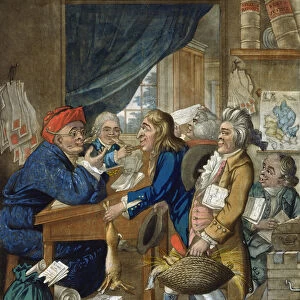 A Country Attorney and his Clients, pub. by Bowles & Carver, 1800 (mezzotint engraving)