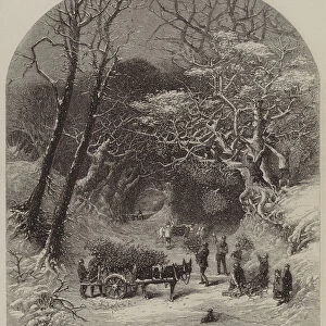 A Country Lane, gathering Mistletoe (engraving)