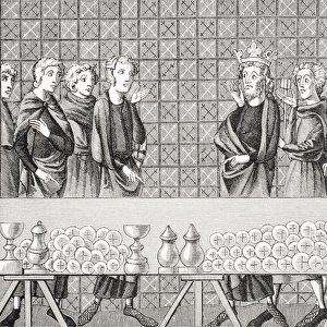 Courtiers Amassing Riches at the Expense of the Poor, after a miniature in the 14th