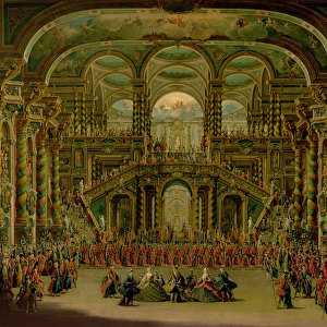 A Dance in a Baroque Rococo Palace (oil on canvas)