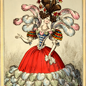 Full Dress for _ 1828 - Dedicated to the Feathered Race, 1828 (hand-coloured engraving)