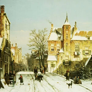 A Dutch Village in Winter (oil on canvas)