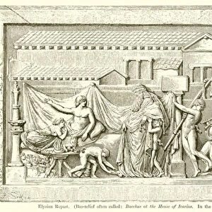 Elysian Repast. (Bas-Relief often Called: Bacchus at the House of Icarius. In the Musee du Louvre) (engraving)