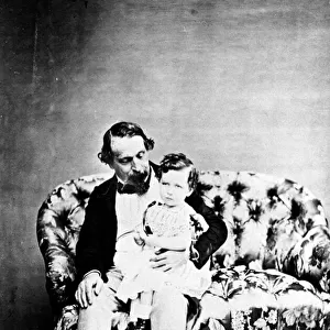 Emperor Napoleon III with the Prince Imperial, c. 1860 (b / w photo)