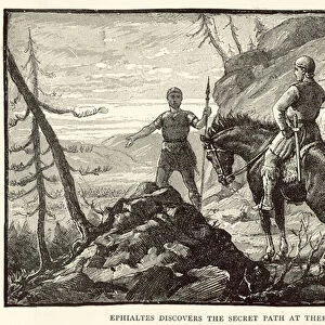 Ephialtes discovers the Secret Path at Thermopylae (engraving)
