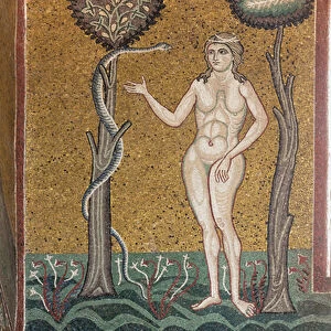 Eve and the tempting serpent, Byzantine mosaic, Old Testament cycle-Earthly Paradise, XII-XIII century (mosaic)