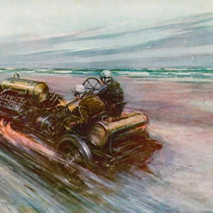 The famous "200"Darracq with which Sir Algernon Guinness, Bart, achieved 120 mph in 1908 (colour litho)
