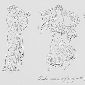 Females dancing and playing on the lyre (engraving)
