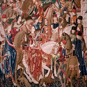 Flemish tapestry. Series Unknown. Roman history? Tarquinius Priscus (Tarquino Prisco). Manufacture Brussels workshops?. Ca 1475. Fabric Wool and silk, 6 warps per cm