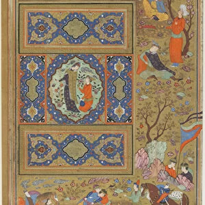 Folio from an album; verso: A pair of lovers, Isfahan, Iran, Safavid period