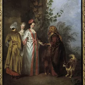The fortune teller. Painting by Jean Antoine Watteau (1684-1721), 18th century