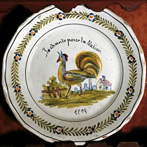 French Revolution: Revolutionary porcelain plate decoree of a rooster