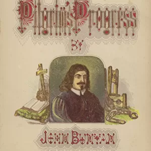 Frontispiece to The Pilgrims Progress by John Bunyan (colour litho)
