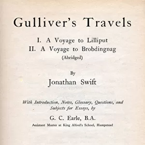 Frontispiece of the work Gullivers Travels, Macmillan and Co Limited edition, London 1928 (litho)