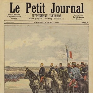 General Saussier and his staff reviewing the French Army at Vincennes (colour litho)