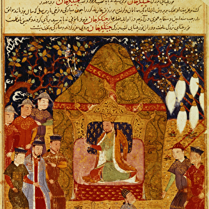 Genghis Khan in his tent by Rashid al-Din (1247-1318)