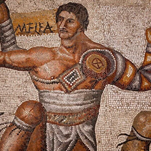 Gladiator battles. 320-330, mosaic