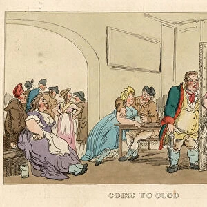 Going to Quod (coloured engraving)