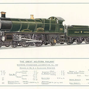 The Great Western Railway, Express Passenger Locomotive, No 190, Designed by Mr G J Churchward, MInstCE (colour litho)