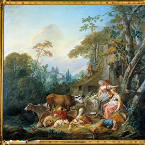 Happiness in the Village Painting by Francois Boucher (1703-1770) 1735 Munich. Bayerische