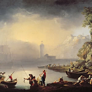 Harbour Scene (oil on canvas)