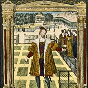 Henry d Albret (1503-55), King of Navarre presenting a Marguerite flower to