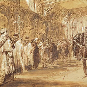 Henry VIII and Cardinal Thomas Wolsey, 1861 (pen & ink on paper)
