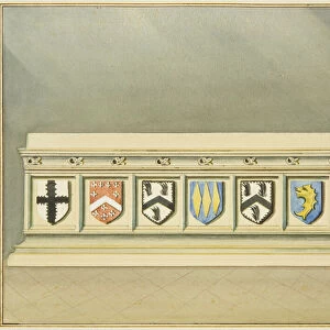 Heraldic Bearings on Tomb of Walter Frampton in St Johns Church (w / c on paper)