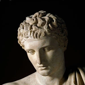 Hermes Andros (detail of the head). (Marble sculpture)