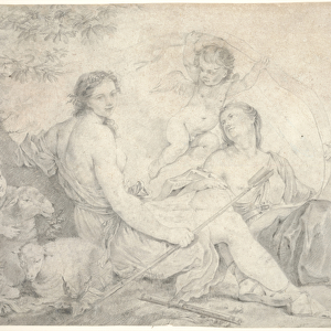 Hestia in a Mythical Landscape, c. 1760 (graphite on vellum)