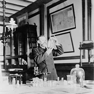 Honore Charles Grimaldi, Prince Albert of Monaco in his study (b / w photo)
