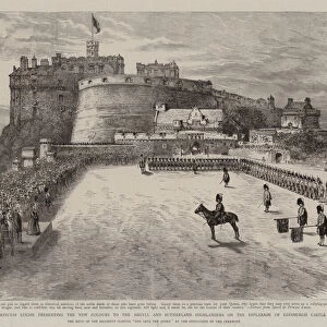 HRH Princess Louise presenting the New Colours to the Argyll and Sutherland Highlanders on the Esplande of Edinburgh Castle (engraving)