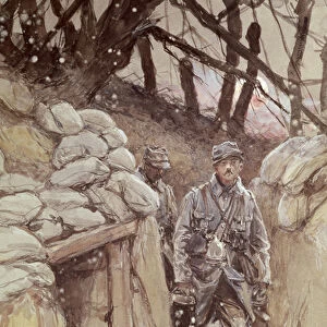 Infantrymen in a Trench, Notre-Dame de Lorette, 1915 (w / c on paper)