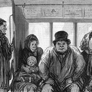 Interior of an omnibus. Drawing by Honore Daumier (1808-1879)