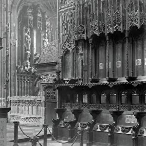 Interior of Westminster Abbey, London (b/w photo)