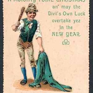Irish Christmas greetings card (chromolitho)
