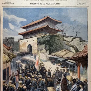 The japanese army occupies Seoul, Korea - Engraving from Le Petit Parisien, 28 / 02 / 1904