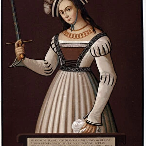 Jeanne la Maid, with a sword - in "Jeanne d Arc"by H