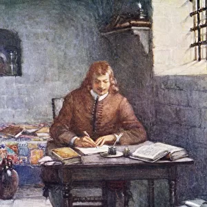 John Bunyan writing Pilgrims Progress while in prison