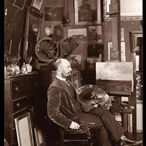 John Francis Murphy in his studio at The Chelsea, West 23rd Street, New York, c
