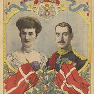King Christian X and Queen Alexandrine of Denmark (colour litho)