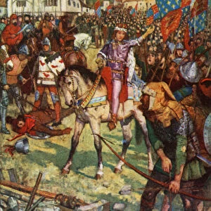 King Richard II and Watt Tyler (colour litho)